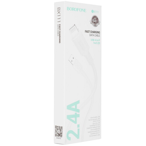 Купить Кабель круглый Borofone Lightning 8-pin - USB 2.0 Type-A белый 1 м  9244443. Характеристики, отзывы и цены в Донецке