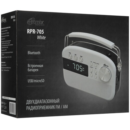 Купить Радиоприемник Ritmix RPR-705 белый  9201116. Характеристики, отзывы и цены в Донецке