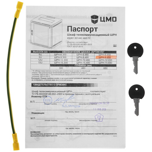 Купить Шкаф коммутационный ЦМО ШРН-9.650.1  1352844. Характеристики, отзывы и цены в Донецке