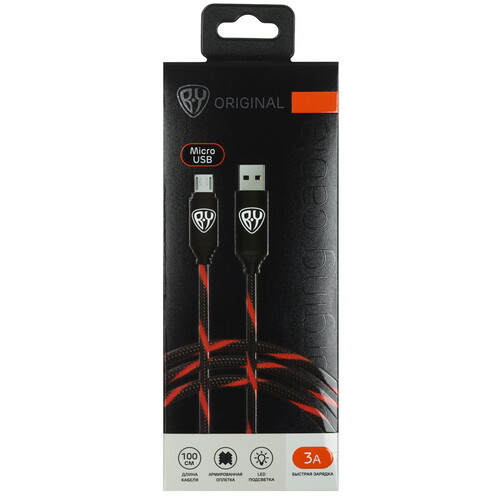 Купить Кабель круглый BY micro USB - USB 2.0 Type-A красный 1 м  5482207. Характеристики, отзывы и цены в Донецке