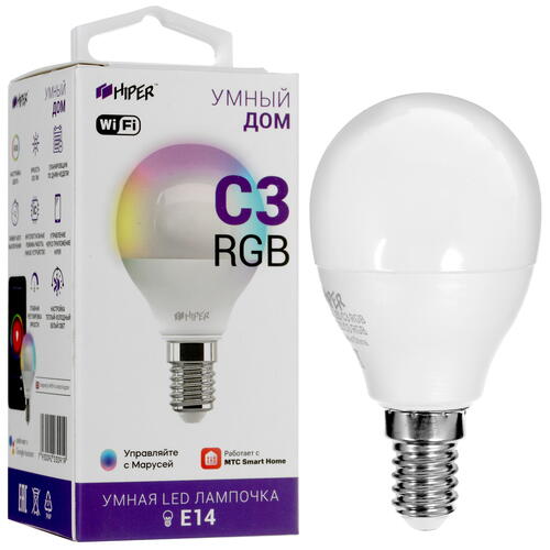 Купить Умная светодиодная лампа HIPER IoT C3 RGB  4788395. Характеристики, отзывы и цены в Донецке