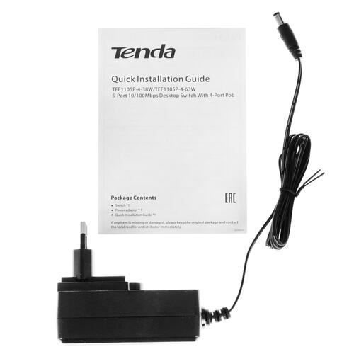 Купить Коммутатор Tenda TEF1105P-4-38W  4856788. Характеристики, отзывы и цены в Донецке