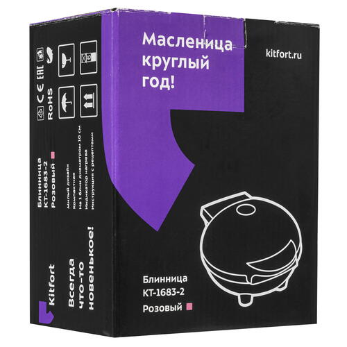 Купить Блинница настольная Kitfort КТ-1683-2 розовый  9011861. Характеристики, отзывы и цены в Донецке