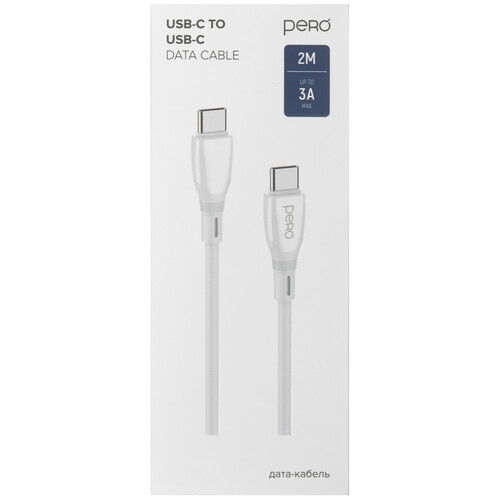Купить Кабель круглый PERO USB Type-C - USB Type-C белый 2 м  5474213. Характеристики, отзывы и цены в Донецке