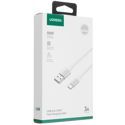 Купить Кабель круглый Ugreen USB Type-C - USB 2.0 Type-A серебристый 1.5 м  9983451. Характеристики, отзывы и цены в Донецке