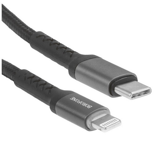 Купить Кабель круглый Borofone Lightning 8-pin - USB Type-C черный 1.2 м  9244405. Характеристики, отзывы и цены в Донецке