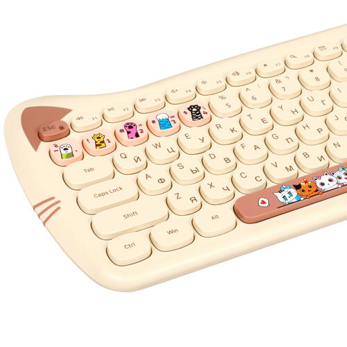 Купить Клавиатура+мышь беспроводная   DEXP Yellow Cats желтый  5410028. Характеристики, отзывы и цены в Донецке