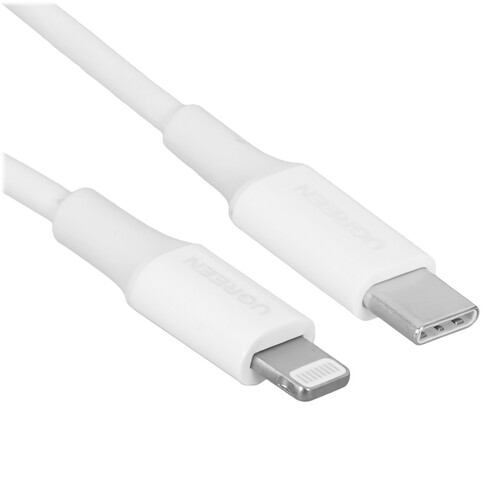 Купить Кабель круглый Ugreen Lightning 8-pin MFI - USB Type-C белый 0.5 м  9983432. Характеристики, отзывы и цены в Донецке