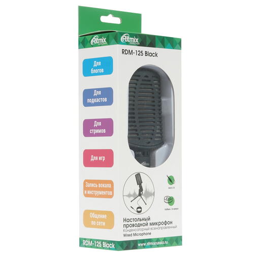 Купить Микрофон Ritmix RDM-125 черный  1340623. Характеристики, отзывы и цены в Донецке