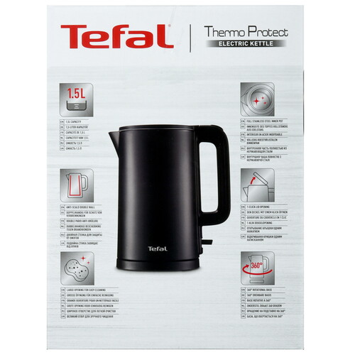 Купить Электрочайник Tefal KO1408E0 DOUBLE WALL черный  5606088. Характеристики, отзывы и цены в Донецке
