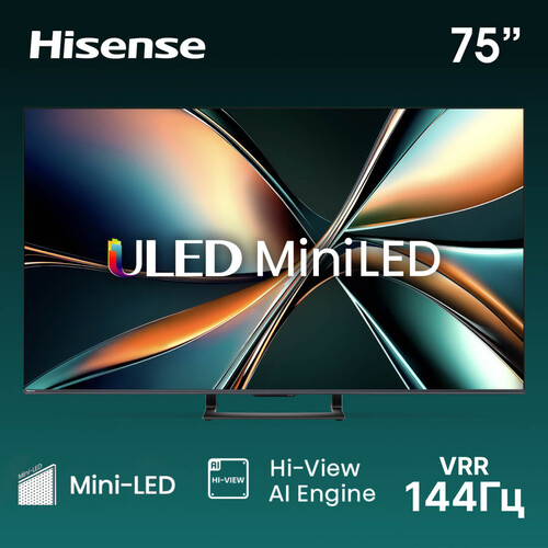 Купить 75" (190 см) Телевизор Hisense 75U7Q черный  5627283. Характеристики, отзывы и цены в Донецке