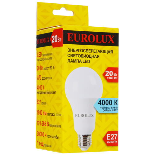 Купить Лампа светодиодная Eurolux LL-E-A70-20W-230-4K-E27  5401694. Характеристики, отзывы и цены в Донецке