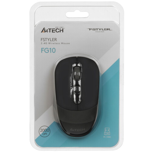 Купить Мышь беспроводная A4Tech Fstyler FG10  черный  5622030. Характеристики, отзывы и цены в Донецке