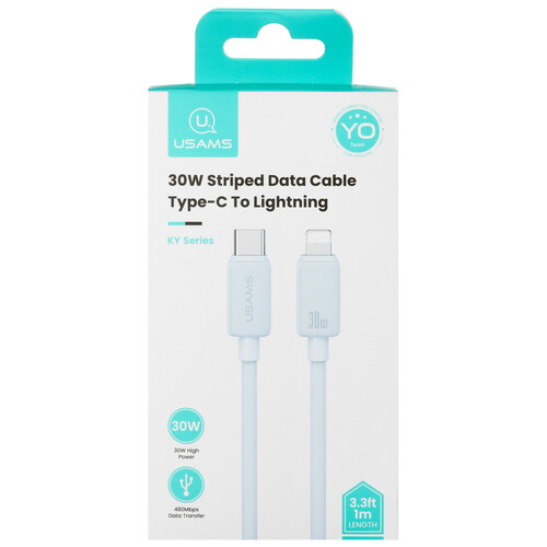 Купить Кабель круглый USAMS Lightning 8-pin - USB Type-C голубой 1 м  5480418. Характеристики, отзывы и цены в Донецке