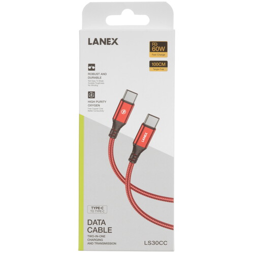 Купить Кабель круглый LANEX USB Type-C - USB Type-C красный 1 м  9280457. Характеристики, отзывы и цены в Донецке