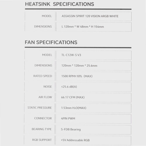 Купить Кулер для процессора Thermalright Assassin Spirit 120 Vision WHITE ARGB  5615422. Характеристики, отзывы и цены в Донецке