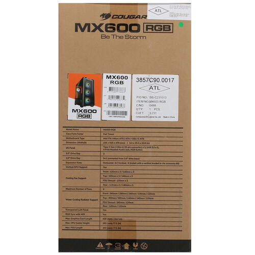 Купить Корпус Cougar MX600 RGB  5431045. Характеристики, отзывы и цены в Донецке