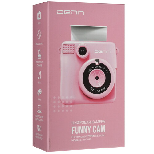 Купить Фотоаппарат моментальной печати Denn Funny Cam TDC015 (камера + 3 рулона)  5618671. Характеристики, отзывы и цены в Донецке