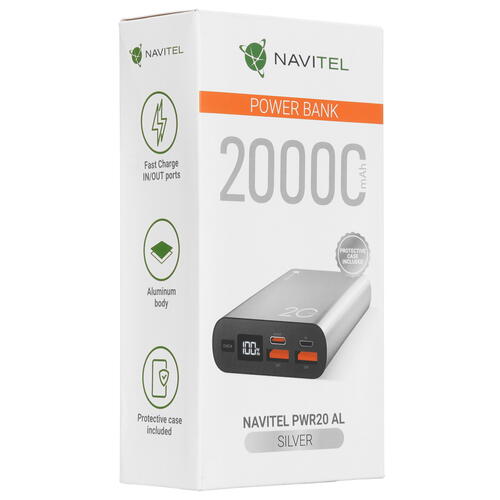 Купить Портативный аккумулятор NAVITEL PWR20 AL серебристый  5418720. Характеристики, отзывы и цены в Донецке