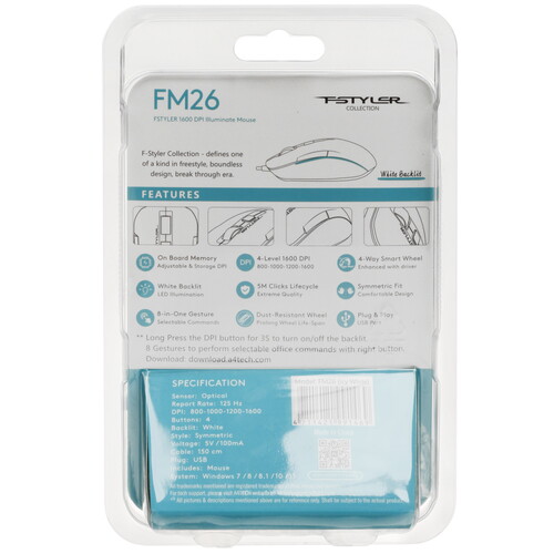 Купить Мышь проводная A4Tech Fstyler FM26  5441390. Характеристики, отзывы и цены в Донецке