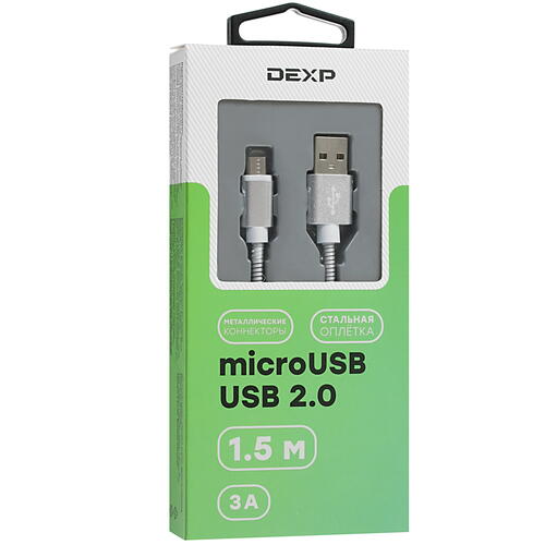 Купить Кабель круглый DEXP micro USB - USB 2.0 Type-A серый 1.5 м  4834226. Характеристики, отзывы и цены в Донецке
