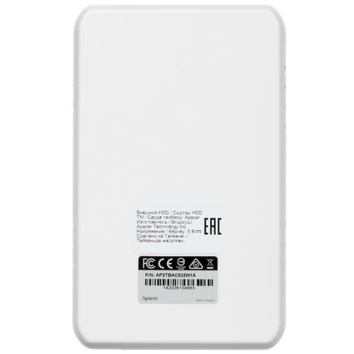Купить 2 ТБ Внешний HDD Apacer AC532 [AP2TBAC532W-1]  5036727. Характеристики, отзывы и цены в Донецке