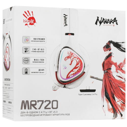 Купить Беспроводные/проводные наушники A4Tech Bloody MR720 NARAKA белый 2023  5411967. Характеристики, отзывы и цены в Донецке