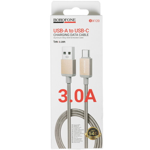 Купить Кабель круглый Borofone USB Type-C - USB 2.0 Type-A золотистый 1 м  5635349. Характеристики, отзывы и цены в Донецке
