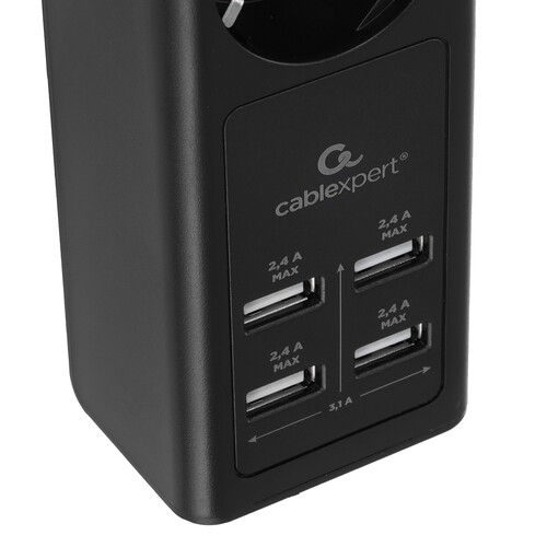 Купить Сетевой фильтр Cablexpert EXN-4-U4-B-2 черный  9176863. Характеристики, отзывы и цены в Донецке