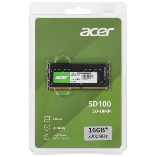 Купить Оперативная память SODIMM Acer SD100 [BL.9BWWA.214] 16 ГБ  5447172. Характеристики, отзывы и цены в Донецке
