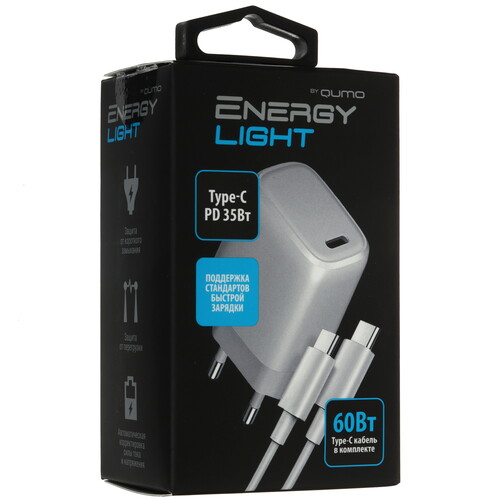 Купить Сетевое зарядное устройство Qumo Energy Light PD белый  5616888. Характеристики, отзывы и цены в Донецке