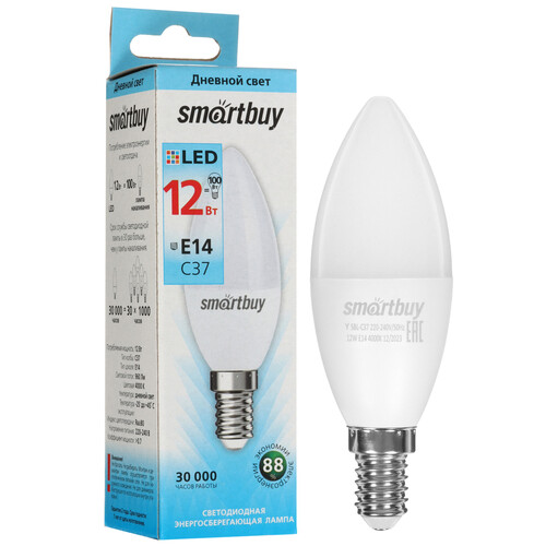 Купить Лампа светодиодная Smartbuy C37-12W/4000/E14  9104981. Характеристики, отзывы и цены в Донецке