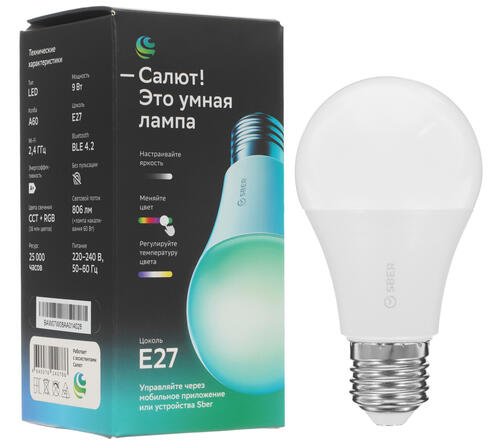 Купить Умная светодиодная лампа SBER E27 RGB SBDV-00115  5085912. Характеристики, отзывы и цены в Донецке