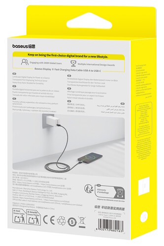 Купить Кабель круглый Baseus USB Type-C - USB 2.0 Type-A черный 1 м  5627656. Характеристики, отзывы и цены в Донецке