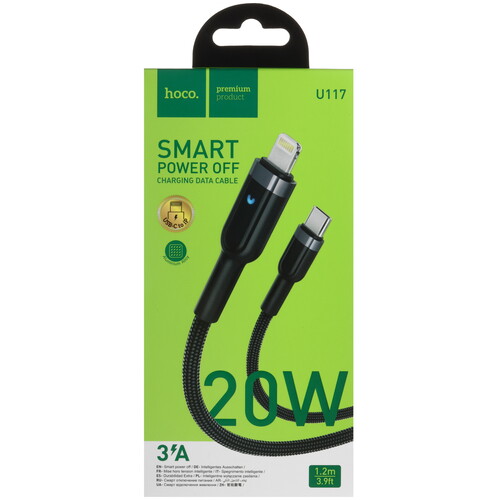Купить Кабель круглый Hoco Lightning 8-pin - USB Type-C черный 1.2 м  5635319. Характеристики, отзывы и цены в Донецке