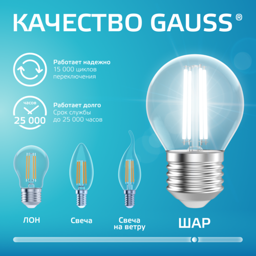 Купить Комплект филаментных ламп Gauss Filament Elementary 52222  5613132. Характеристики, отзывы и цены в Донецке