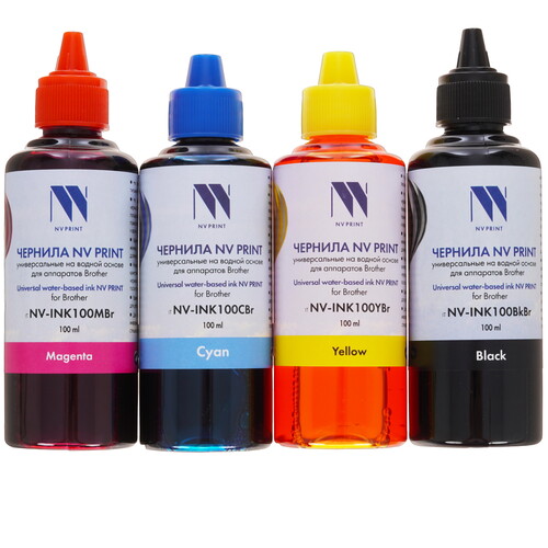 Купить Чернила водорастворимые NV Print NV-INK100Br-4 голубой, желтый, пурпурный, черный  9158771. Характеристики, отзывы и цены в Донецке
