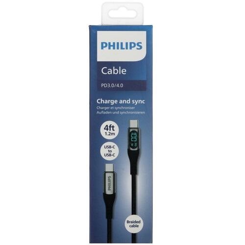 Купить Кабель круглый PHILIPS USB Type-C - USB Type-C черный 1.2 м  5492648. Характеристики, отзывы и цены в Донецке