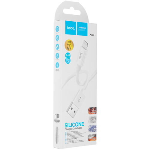 Купить Кабель круглый Hoco Lightning 8-pin - USB 2.0 Type-A белый 1 м  9238197. Характеристики, отзывы и цены в Донецке