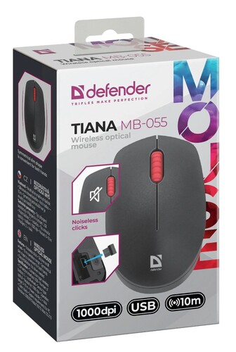 Купить Мышь беспроводная Defender  Tiana MB-055 [52055] черный  9040754. Характеристики, отзывы и цены в Донецке