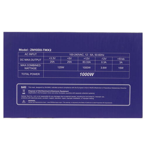 Купить Блок питания ZALMAN TeraMax II 1000W  5431599. Характеристики, отзывы и цены в Донецке