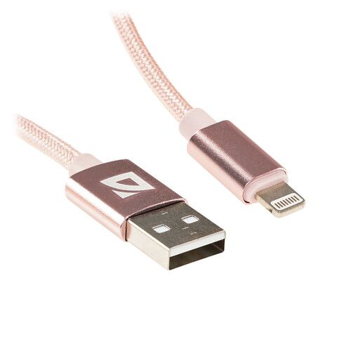 Купить Кабель круглый Defender Lightning 8-pin - USB 2.0 Type-A розовый 1 м  5479425. Характеристики, отзывы и цены в Донецке