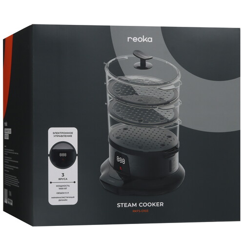 Купить Пароварка Reoka RKFS-D103 черный  9121207. Характеристики, отзывы и цены в Донецке