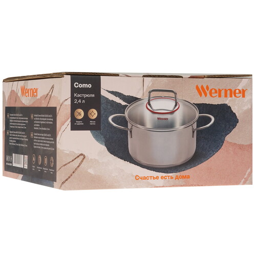 Купить Кастрюля Werner Como 50169 2.4 л 18 см серебристый  9223336. Характеристики, отзывы и цены в Донецке