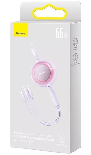 Купить Кабель автосмотка Baseus Lightning 8-pin, micro USB, USB Type-C - USB 2.0 Type-A фиолетовый 1.1 м  5627793. Характеристики, отзывы и цены в Донецке