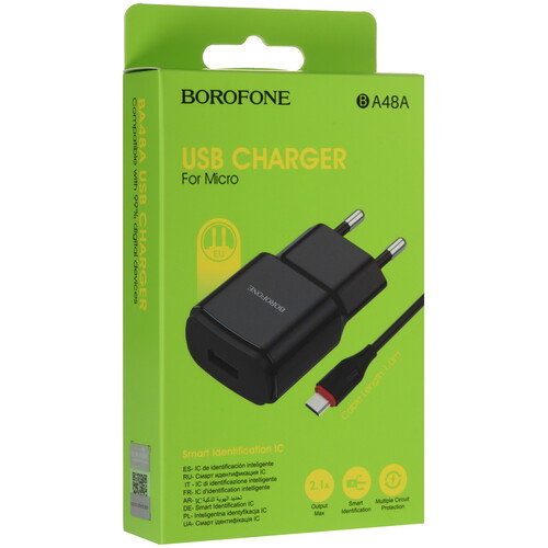 Купить Сетевое зарядное устройство Borofone BA48A черный  5474808. Характеристики, отзывы и цены в Донецке