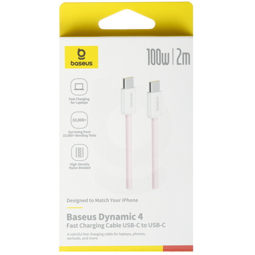 Купить Кабель круглый Baseus USB Type-C - USB Type-C розовый 2 м  5627606. Характеристики, отзывы и цены в Донецке