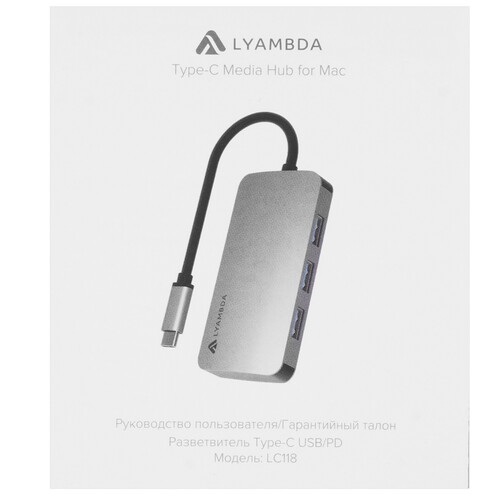 Купить USB-разветвитель Lyambda Slim Aluminum LC118  5471176. Характеристики, отзывы и цены в Донецке
