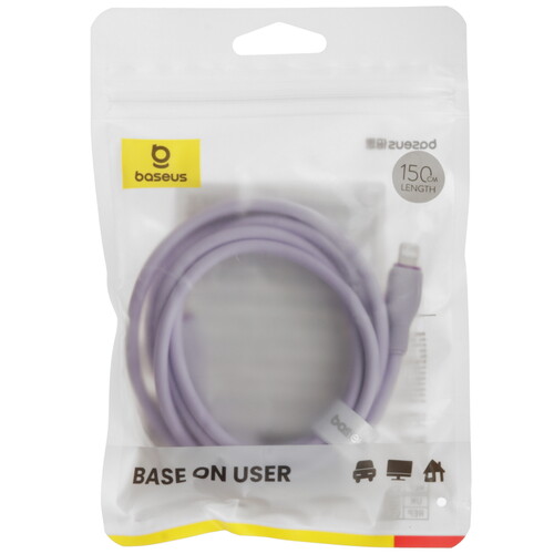 Купить Кабель круглый Baseus Lightning 8-pin - USB Type-C фиолетовый 1.5 м  5627476. Характеристики, отзывы и цены в Донецке