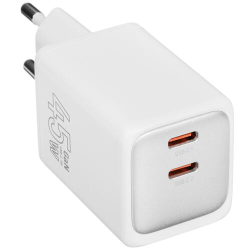 Купить Сетевое зарядное устройство TFN GaN C+C 45W Dual белый  5465315. Характеристики, отзывы и цены в Донецке